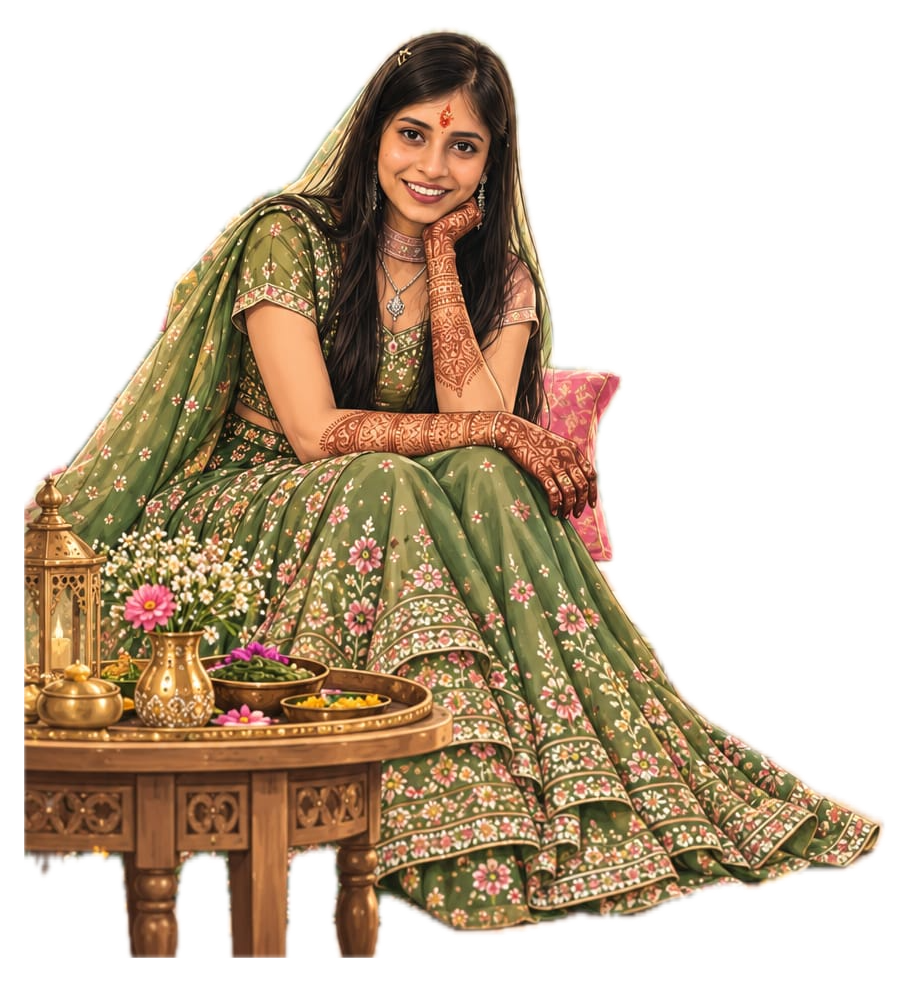 Priya Mehendi ceremony illustration