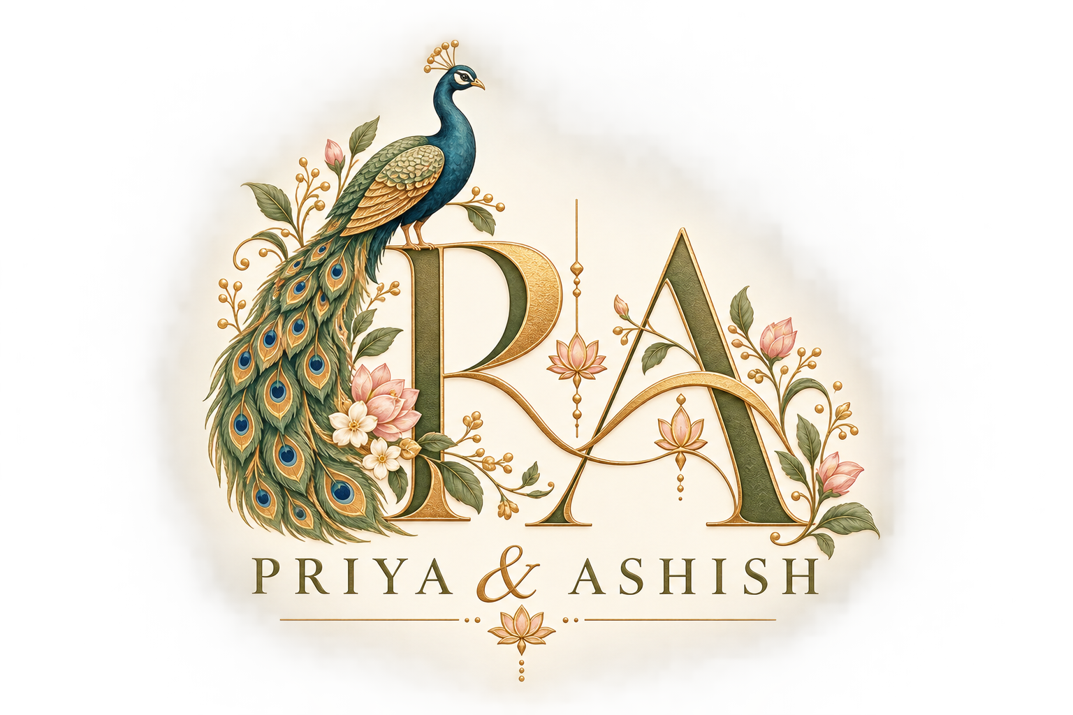 Priya and Ashish Peacock Heritage wedding monogram