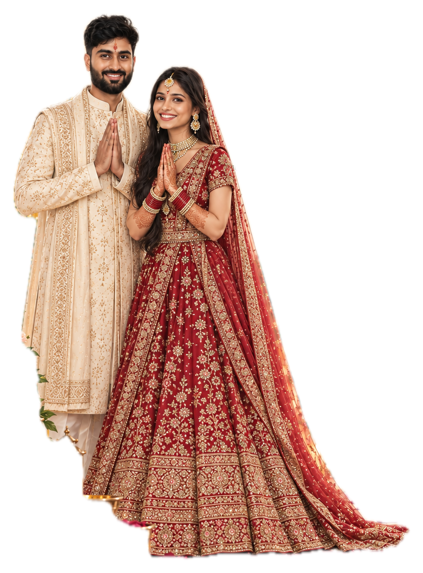 Priya and Ashish wedding couple illustration